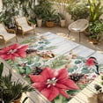thumbnail image 1 of Christmas Outdoor Rug for Patio/Deck/Porch, Non-Slip Large Area Rug 4 x 6 Ft, Winter Poinsettia Berry Farmhouse Wooden Grain Indoor Outdoor Rugs Washable Area Rugs, Camping Rug Carpet Runner, 1 of 8