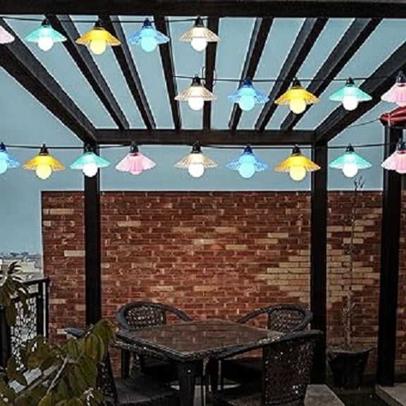 Christmas Outdoor String Light 10 LED Bulbs with Lens Shade Waterproof Outdoor Connectable String Lights for Garden PorchPatio Party Holiday Decor (Multi-colored)