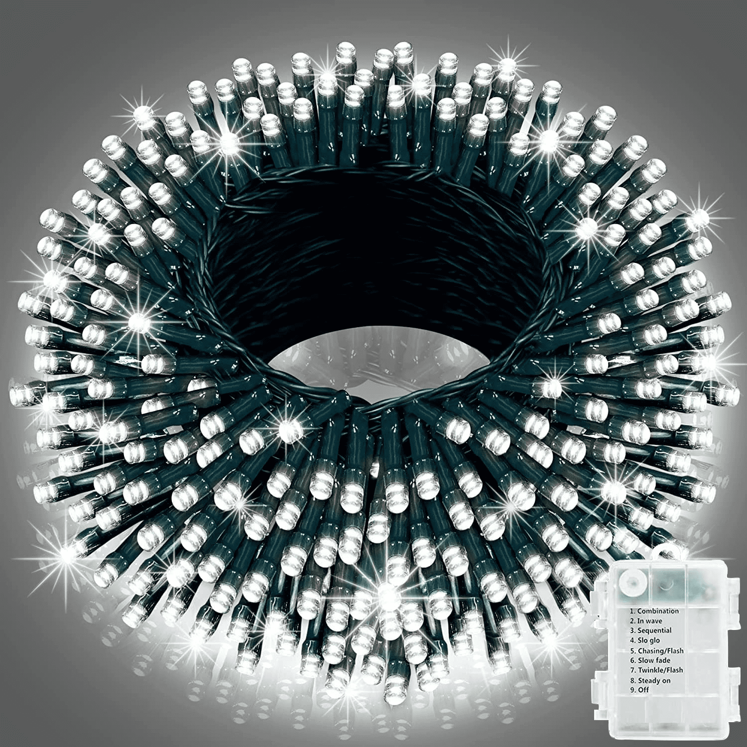 GooingTop Christmas Yard Lights, 42.6Ft 130 LED String Lights for Outdoor & Patio Decor (Cool White)