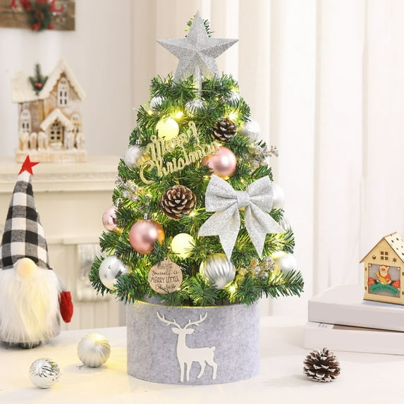 Christmas Outdoor Tree Decorations,Christmas Decorations,Mini Christmas Trees Package Desktop Xmas Tree Ornament Tabletop,Holiday Decoration for Home Office Christmas Scene Display
