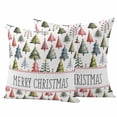thumbnail image 1 of Christmas Outdoor Waterproof Pillow Covers, Winter Watercolor Xmas Pine Trees Decorative Square Throw Pillowcase Sofa Cushion Sham for Patio/Couch/Chair, 26"x26" 2 Pack, 1 of 8