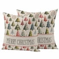 thumbnail image 1 of Christmas Outdoor Waterproof Pillow Covers, Winter Watercolor Xmas Pine Trees on Linen Decorative Square Throw Pillowcase Sofa Cushion Sham for Patio/Couch/Chair, 26"x26" 2 Pack, 1 of 8