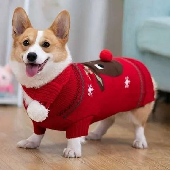 Christmas Outfit Knit Dog Winter Sweater Apparel Cat Puppy Clothing Xmas Pet Costume Coat Corgi Clothes