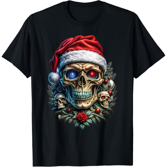 Christmas Outfit Skull Christmas Death Heavy Xmas T-Shirt- American fashion hot selling casual retro high quality 100% cotton T-shirt 1 piece