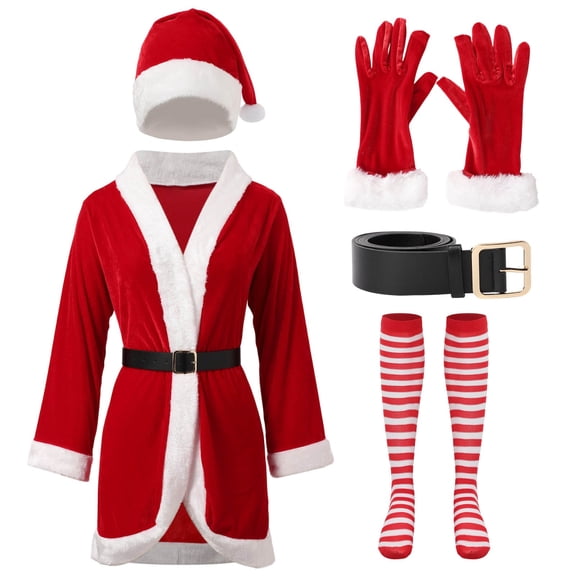 Christmas Outfits Elegant Performance Clothes For Adults Festive Santa Outfit With Detailing For Holiday Parties And Events Red L