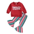 thumbnail image 1 of Christmas Outfits Toddler Letter Print Long Sleeve Sweatshirts + Plaid Flare Pant Sets 6M 9M 12M 18M 24M 3Y Kids Autumn Clothes, 1 of 10