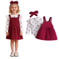 thumbnail image 1 of Christmas Outfits for Girls Long Sleeve Bodysuit Toddler Girl Overall Dress 2 Piece Set Toddler Girls Dresses 12-18 Months, 1 of 9