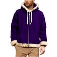 thumbnail image 1 of Christmas Outfits for Men Full Zip Hooded Jacket with White Faux Fur Trim Santa Claus Holiday Sweatshirt Coat (2XL, Purple), 1 of 5