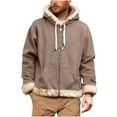 thumbnail image 1 of Christmas Outfits for Men Full Zip Hooded Jacket with White Faux Fur Trim Santa Claus Holiday Sweatshirt Coat (M, Brown), 1 of 5