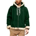 thumbnail image 1 of Christmas Outfits for Men Full Zip Hooded Jacket with White Faux Fur Trim Santa Claus Holiday Sweatshirt Coat (XL, Green), 1 of 5