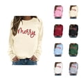 thumbnail image 1 of Christmas Outfits for Women Fall Clothes for Women Tree Pattern Crewneck Pullover Long Sleeve Streetwear Top for Casual Wear and Holiday Use, 1 of 4
