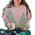 thumbnail image 1 of Christmas Outfits for Women Loose Crewneck Graphic Pullover Sweatshirt without Hood Long Sleeve Holiday Tops (XL, Pink), 1 of 7