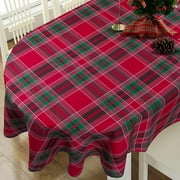 Christmas Oval Tablecloth for Table Smaller Than 54 x 78 inches, Waterproof Fabric Red and Green Plaid Table Cloths for Christmas(60 x 84 Inch)