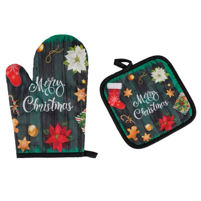  Christmas Pine Trees Oven Mitts and Pot Holders Sets