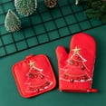 thumbnail image 1 of Christmas Oven Mitts Heat Resistant Gloves Holiday Baking Accessories Festive Kitchen Gear Thermal Protection Pot Holders for Cooking BBQ Grilling Microwave Bakers Home Cooks Chef Presents, 1 of 6