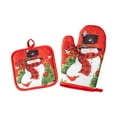 thumbnail image 1 of Christmas Oven Mitts, Heat Resistant Kitchen Gloves for Baking Cooking, Holiday Patterned Microwave Grilling Mittens(Red-A), 1 of 6