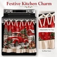 thumbnail image 1 of Christmas Oven Skirt Curtain, Kitchen Stove Skirt Cover with Tie Top, Rustic Xmas Botanical Decorative Cabinet Cover Dishwasher Curtain for Farmhouse Decor, 1 of 5