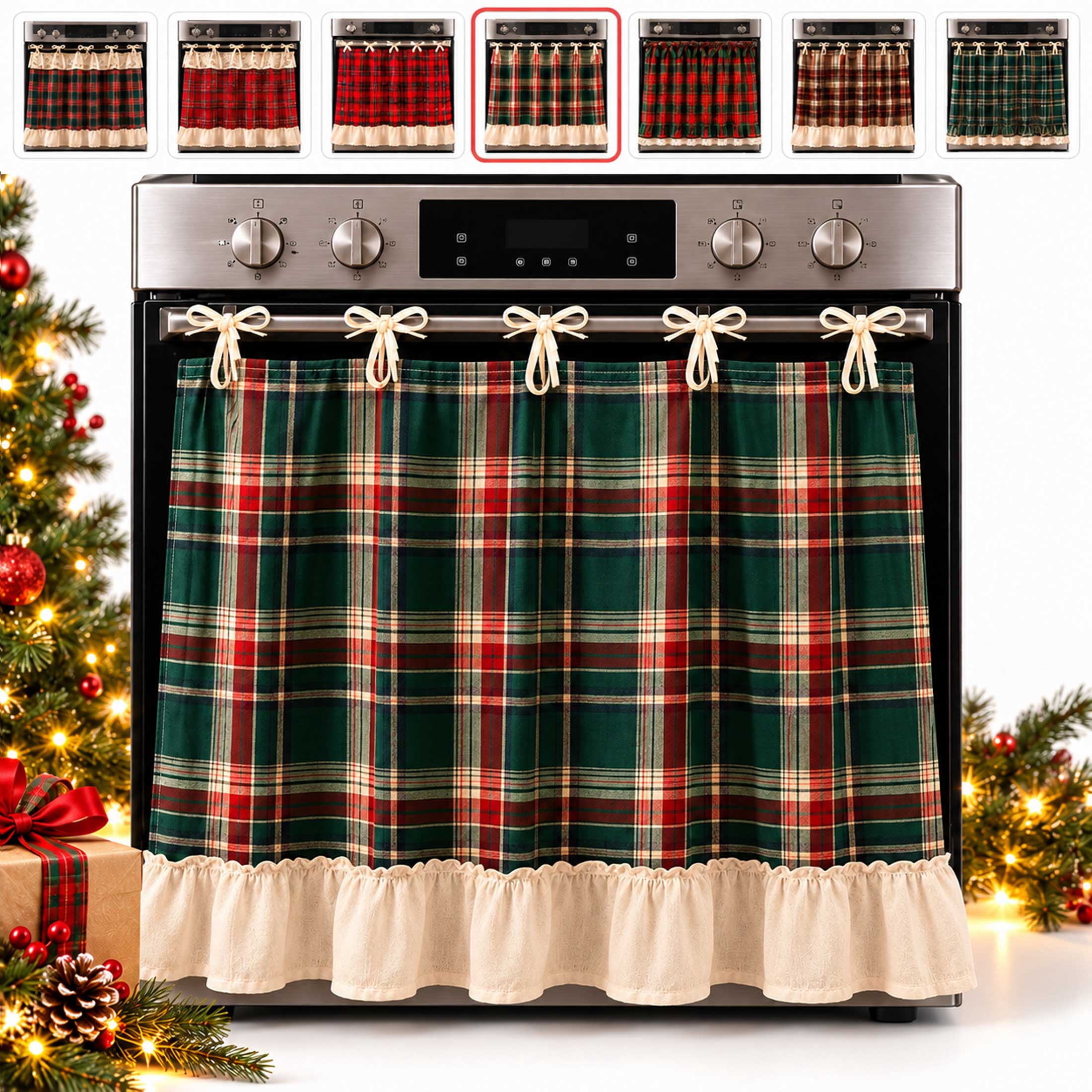 Christmas Oven Skirt Curtain, Ruffle Stove Curtain, for Kitchen Oven ...