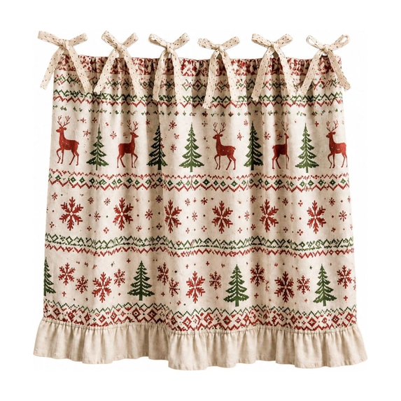 Christmas Oven Skirt,Vintage Plaid Door Cover Curtain for Kitchen Decor