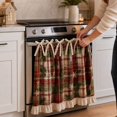thumbnail image 1 of Christmas Oven Skirt,Vintage Plaid Door Cover Curtain for Kitchen Decor, 1 of 3
