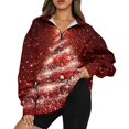Christmas Oversized Sweatshirt for Women Half Zip Merry and Bright