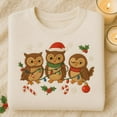 thumbnail image 1 of Christmas Owl Embroidered Sweatshirt, Winter Bird Hoodie, Cute Holiday Lights Crewneck, Owl Lover T-Shirt, Forest Animal Gift, 1 of 4