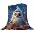 thumbnail image 1 of Christmas Owl Flannel Blanket for Bed,Travel and Camping, with Gift Santa Hat Christmas Tree Blue Sky Super Soft Cozy Blanket for All Seasons 32"x48", 1 of 6