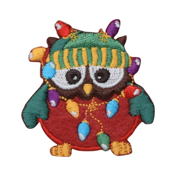 Christmas Owl with Lights - Iron on Applique/Embroidered Patch