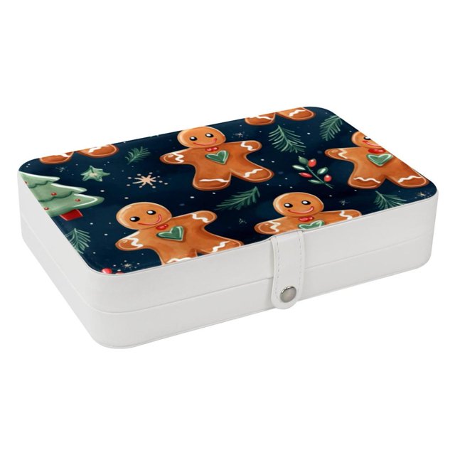 Christmas PU Leather Jewelry Box Organizer with Removable Compartment