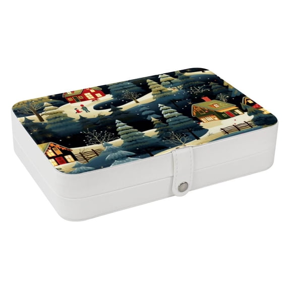 Christmas PU Leather Jewelry Boxes Necklace Holder Display Case with Removable Compartment Portable
