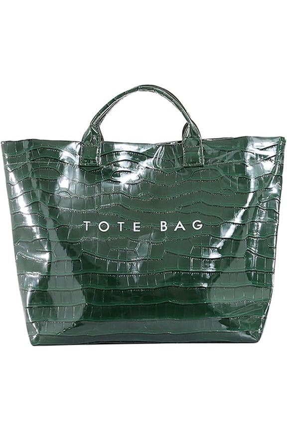 Christmas PVC Plaid Tote Bag for Women – Waterproof Large Capacity Tote with Top Handle, Festive Checkered Shopping Bag for Work, Travel, Beach, Groceries & Holiday Gift Giving