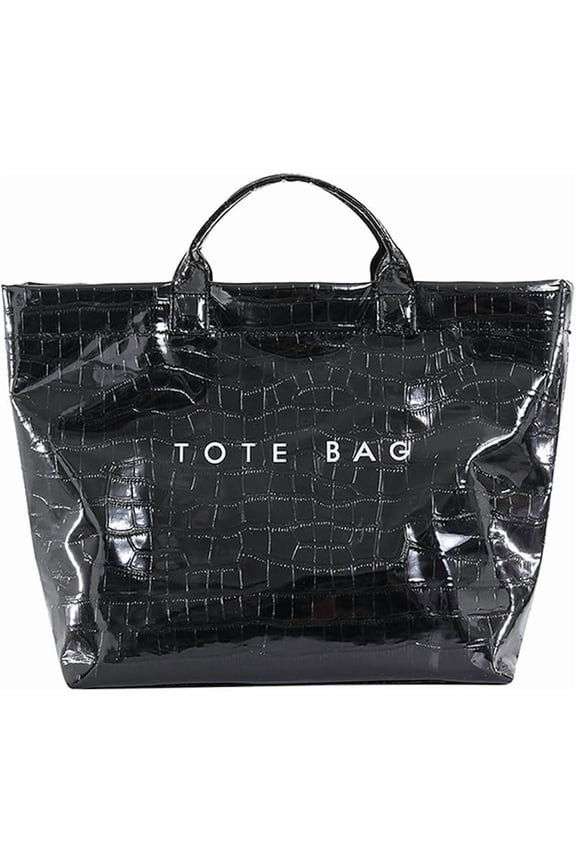 Christmas PVC Plaid Tote Bag for Women – Waterproof Large Capacity Tote with Top Handle, Festive Checkered Shopping Bag for Work, Travel, Beach, Groceries & Holiday Gift Giving
