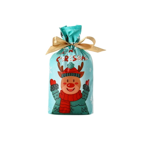 Christmas Package Holiday Drawstring Gift Bags, 50Pcs 9.06Inch Christmas Foil Gift Wrapping Sacks Pouches for Xmas Presents Party Favor