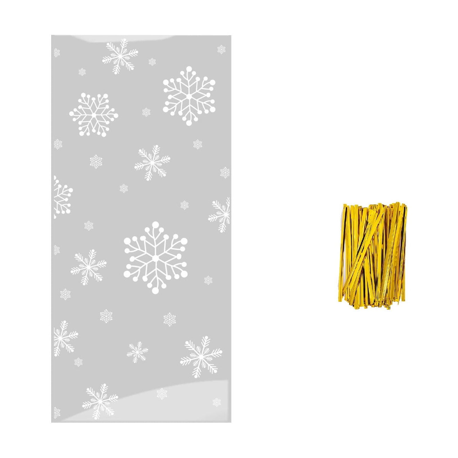 200 Christmas Cellophane Bags With 300 Twist Ties - Clear Treat Bags For Candy, Goodies, Party Favors (5x11 Inches)