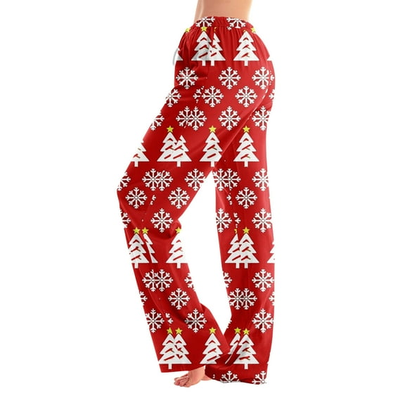 Christmas Pajama Bottoms for Women Xmas Graphic Lounge Long Pj Pants Christmas Holiday Relaxed Fit Comfy Pants