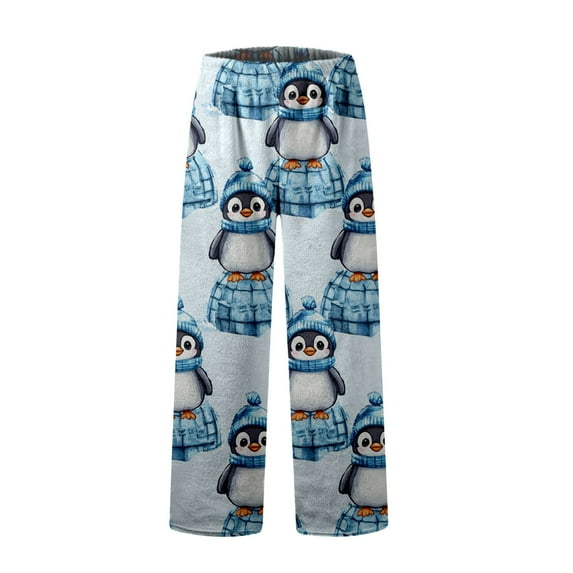 Christmas Pajama Pants Flannel Pajama Sleep Pant Women Ugly Pajama Bottoms (Light Blue M)