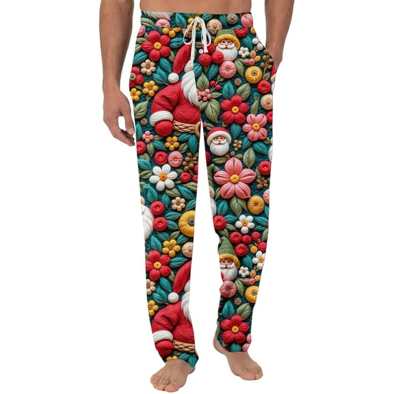 Onlypants Christmas Pajama Pants Men Funny Holiday Elastic Waist Loose Fit Wide Leg Lounge Pant Mens Pajamas Bottoms with Pocket, Christmas Gifts for Men, Style A, Size L