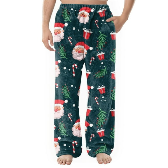 Onlypants Christmas Pajama Pants for Men, Mens Lounge Pants, Super Soft Flannel Men Pajama Bottoms with Pockets, Loose Lounge Sleepwear Leisure Pajama Pant, Xmas Gifts for Men, Style G, Size XXXL