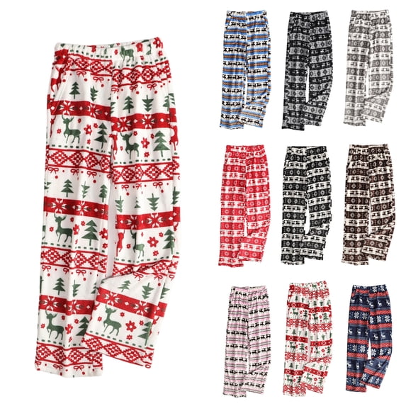 Christmas Pajama Pants Women Flannel Pajamas for Women Cozy Warm Plush Christmas Lounge Pants Bottoms Christmas Party Lounge Pajama Outfits