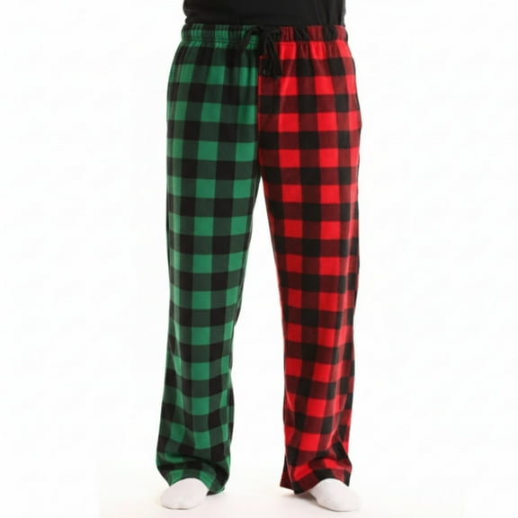 Christmas Pajama Pants for Men Women Funny PJ Pant Matching Couples Unisex Pajamas Plaid Wine XL
