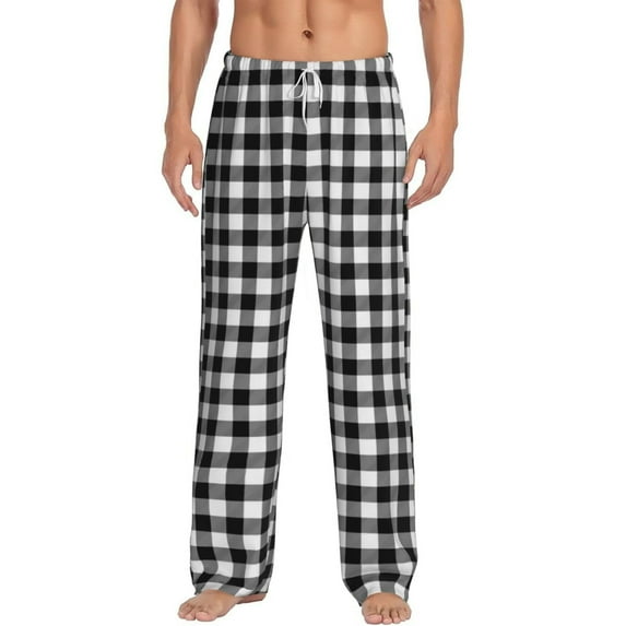 Christmas Pajama Pants for Men Women Funny PJ Pant Plaid Color: Black Size: XXL