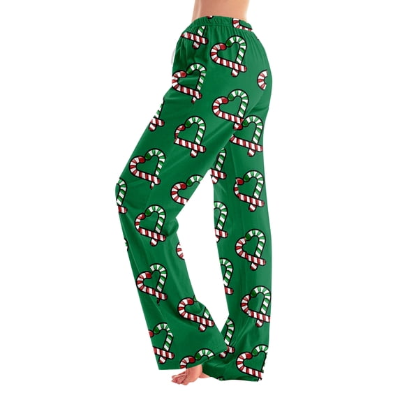 Christmas Pajama Pants for Women Christmas Candy Cane Printed Pjs Pants Comfy Soft Casual Sleep Lounge Pants Elastic Waist Pj Bottoms Army Green,M