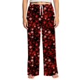 thumbnail image 1 of Christmas Pajama Pants for Women Snowflakes Elastic High Waist Drawstring Pj Pants Wide Leg Loose Holiday Festive Xmas Loungewear, 2XL, 1 of 6