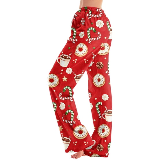 Christmas Pajama Pants for Women Soft Christmas Theme Printed Graphic Pj Bottoms Comfy Casual Lounge Sleep Pants Winter Pajama Pants Red,S