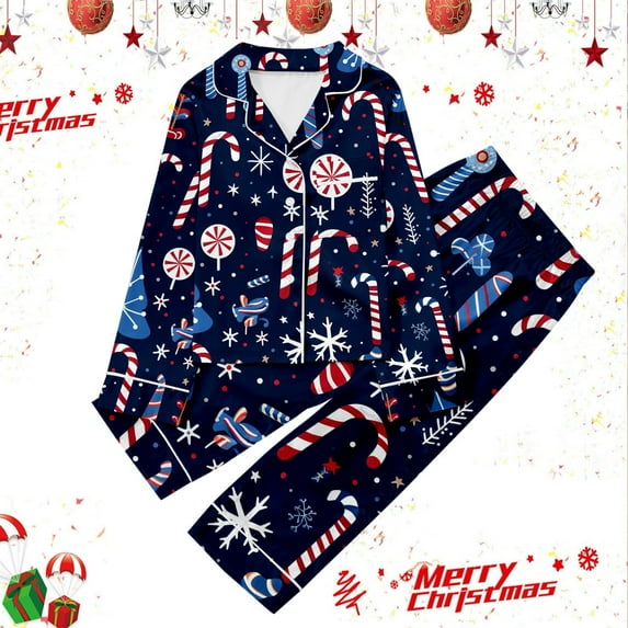 Christmas Pajama Set Satin Pajama Set Long Sleeve Button Down Shirts with pants Set Tween 11-12 Years Pajamas Girls