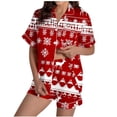thumbnail image 1 of Christmas Pajama Sets For Women 2 Piece Short Sleeve Button Down Lapel Tops With Pockets Shorts Print Casual Home Wear (XL, Red-A), 1 of 4