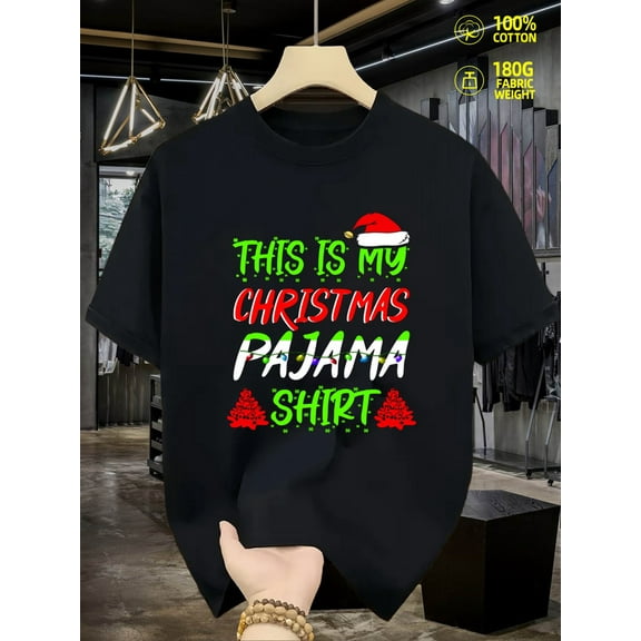 Christmas Pajama Shirt t shirt graphic t shirts for men graphic tees black Fashionable summer T-shirt, machine washable, fun and playful, cool T-shirt, funny T-shirt Perfect for exercise
