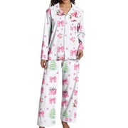 AURA CLOTHING Christmas Pajamas 100% Cotton Womens Pajamas Set 2 Piece Soft Button-Down Xmas PJs Set Sleepwear Loungewear S-XXL