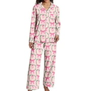 AURA CLOTHING Christmas Pajamas 100% Cotton Womens Pajamas Set 2 Piece Soft Button-Down Xmas PJs Set Sleepwear Loungewear S-XXL