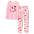 thumbnail image 1 of Beezizac Christmas Pajamas 2-Piece Girls Pink Llama Long Sleeve Set Cute Sisters Matching Jammies Size 12, 1 of 7
